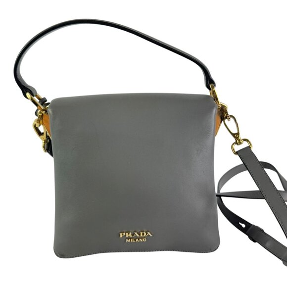 PRADA Gray Calf Skin Leather Small Ingrid TopHandle Crossbody Made in Italy - Picture 9 of 12